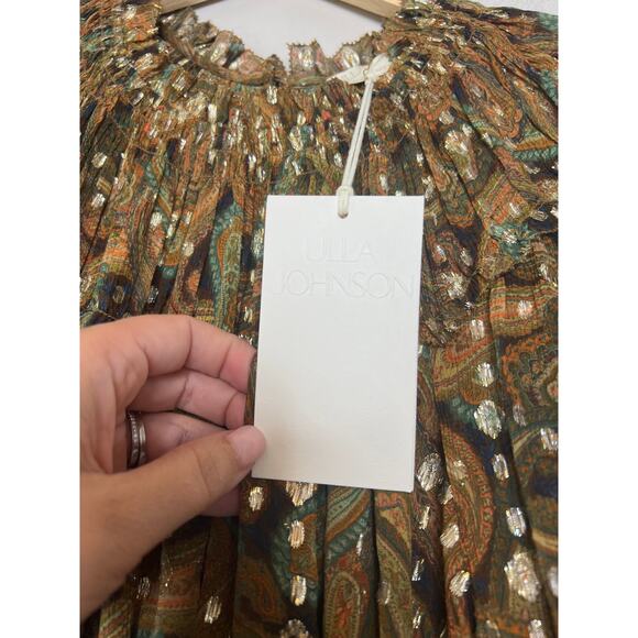 NWT Ulla Johnson Elisa Elastic Cuff Chiffon Pull-On Mini Dress Tiger's Eye - Picture 4 of 8